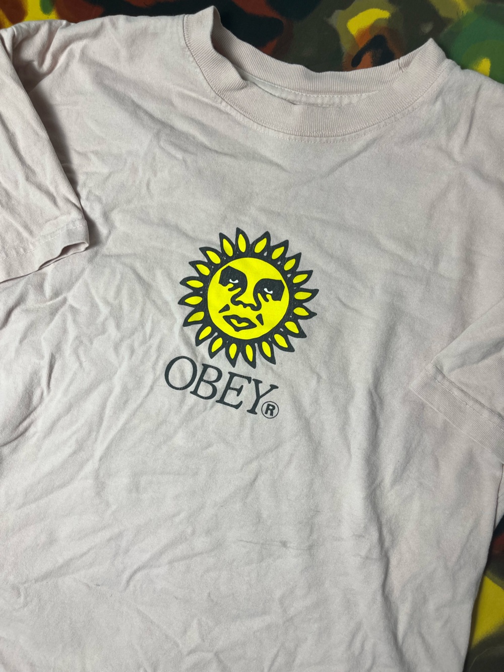 Obey Faded Pink Tee Shirt Mens Size Medium